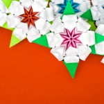 Origami Flowers on Red