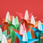 Paper Flowers on Red